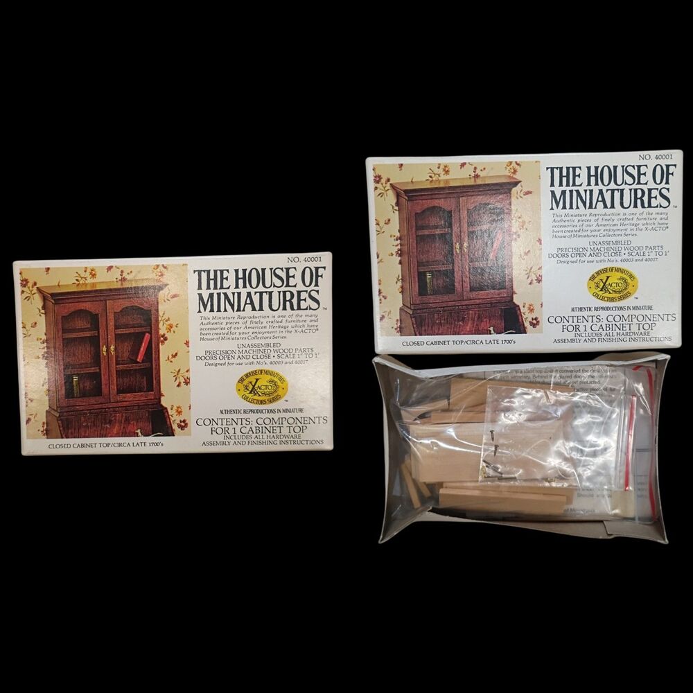 Vintage Dollhouse Miniatures 1:12 Closed Cabinet Chippendale Desk Top Late 1700s